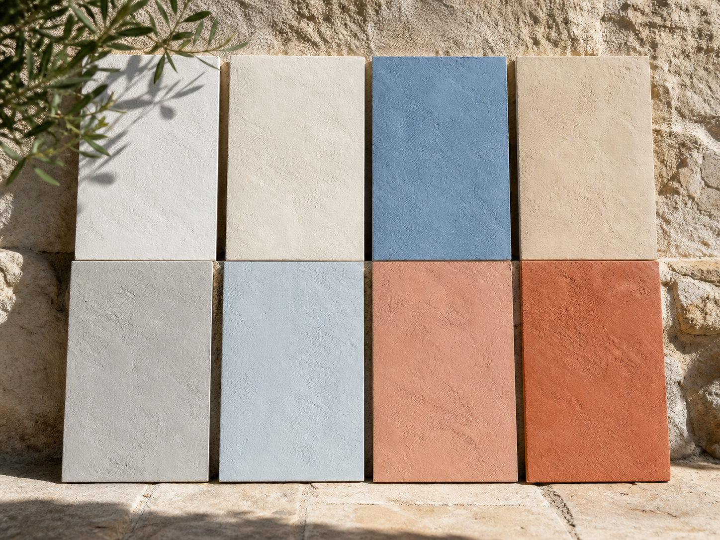 Échantillons de chaux exposés au soleil de Marseille
